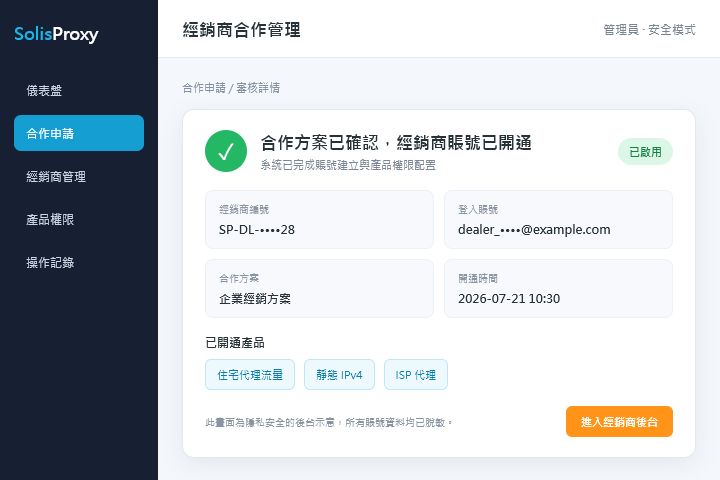 Dealer account activation confirmed