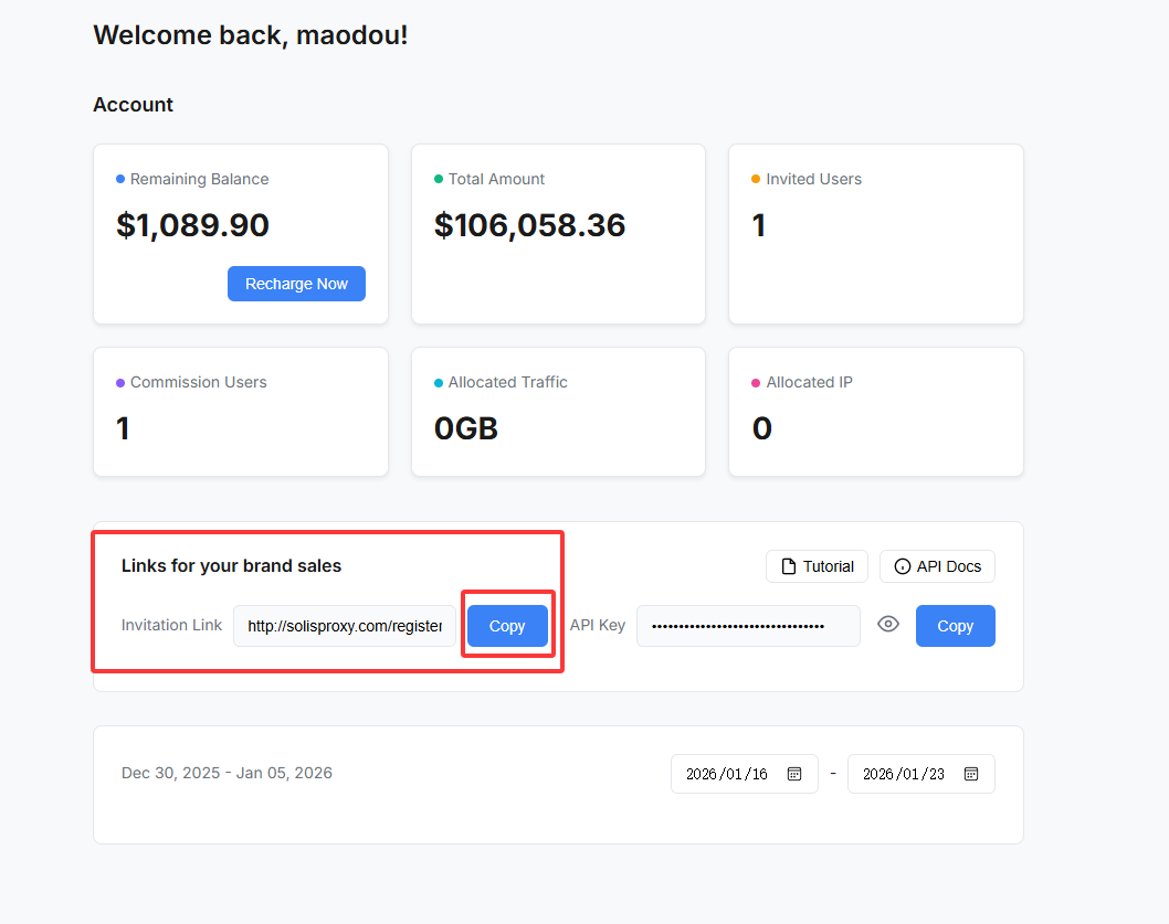 User Referral Link